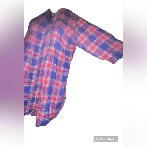 One Femme Plaid Button-Up Tunic W/ Waist Belt Size Med-large Pre-Owned - Picture 6 of 14